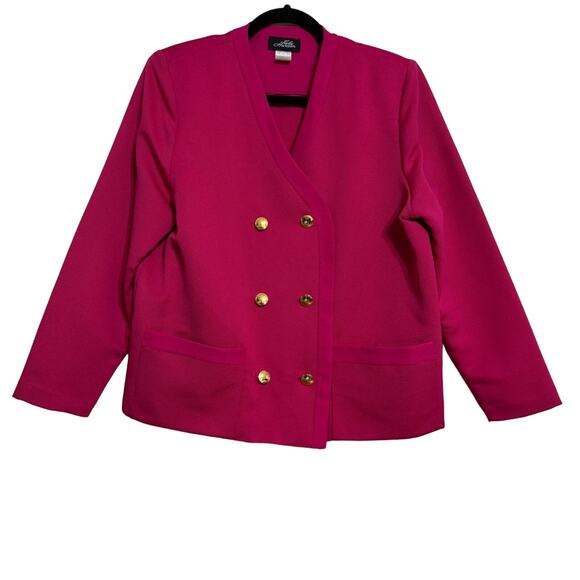Vintage90s Double Breast Blazer Pockets Career Pink Size 14 - Picture 1 of 4